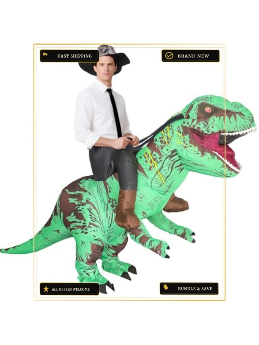 Adult Inflatable Dinosaur Ride On T-Rex Costume Halloween